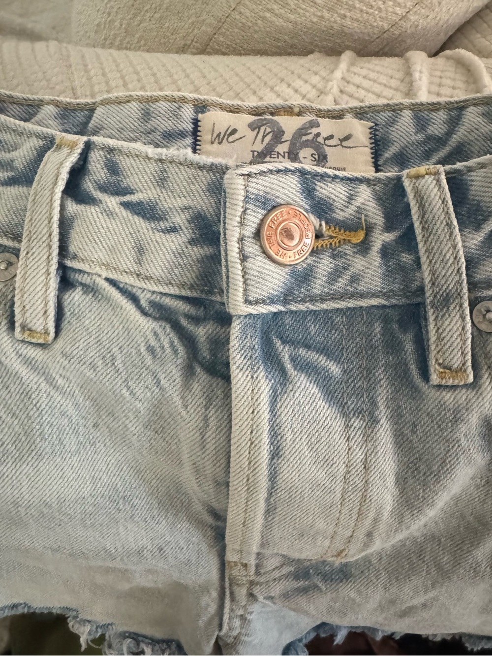 We The Free Light Blue Cropped Denim Shorts